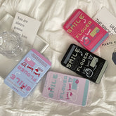 Estuche para lentes de contacto de colores con texto creativo americano